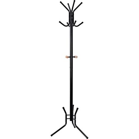 Perchero de pie negro con 12 ganchos - H178 cm (1/5)