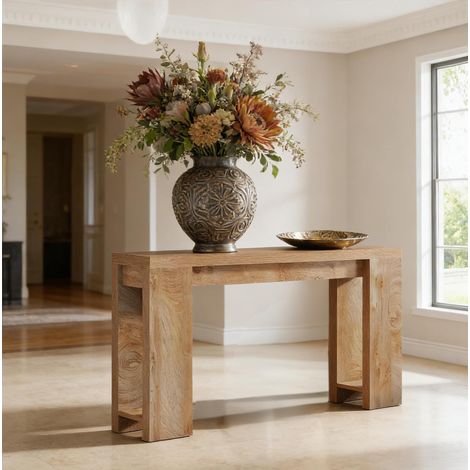 Tavolo consolle da ingresso 160 x 30 x 85 cm, stile rustico, extra lungo, marrone DESVIAE (1/5)