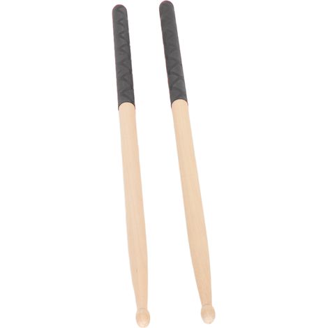 Baguettes de batterie 5A pour adultes, enfants et débutants, embouts en bois d'érable, poignée antidérapante en caoutchouc, motif en X noir. (1/5)