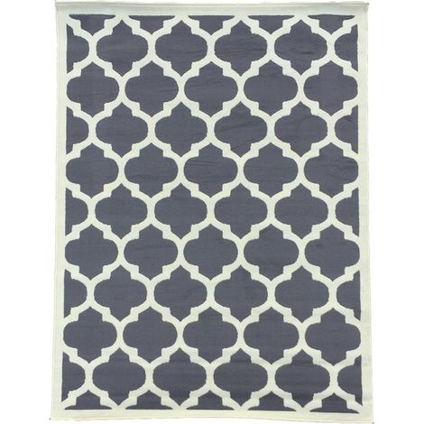 Tapis salon et chambre 140x200 gris rectangle tissé motif géométrique AF1 STYLE (1/5)