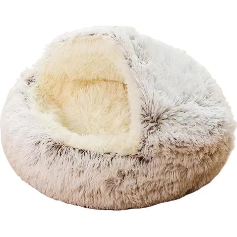 Katze Bett, Plüschmaterial, halbgeschlossene Design, braun (1/2)