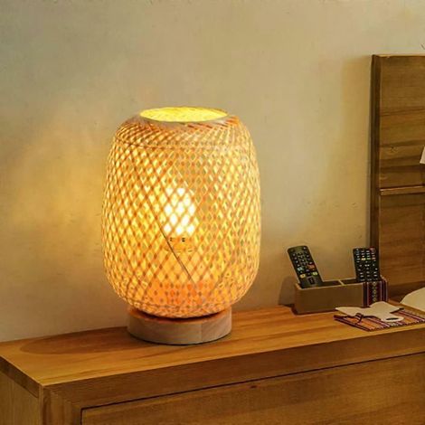 Lampe de table lanterne tressée en bambou, lampe de chevet style japonais, veilleuse décorative, abat-jour pour chambre, STYLE 1 (1/5)