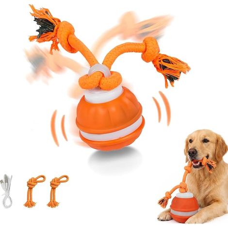 Jouet Balle Interactive pour Chien avec 3 Modes de Jeu, Balle Électrique pour Chien avec Queue et 2 Cordes à Mâcher, Balle Intelligente avec Sons pour Petits Chiens, Chiots et Chiens Actifs (N) (1/5)