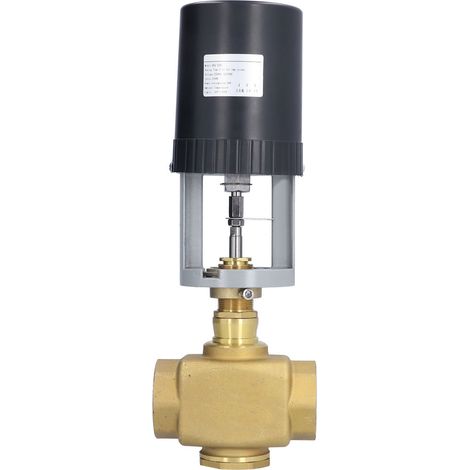 Vanne motorisée électrique 2 voies en laiton BSP DN40, régulation de débit industrielle, alimentation AC 220V, commande automatique pour tuyauterie, corps robuste. (1/5)