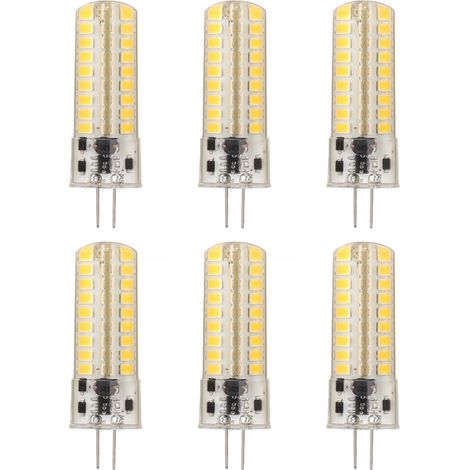 Lot de 6 ampoules LED G4 700 lm 7 W 72 LED, éclairage à 360°, en silicone, pour plafonnier ou applique murale, 12 V AC/DC, lumière chaude (1/5)