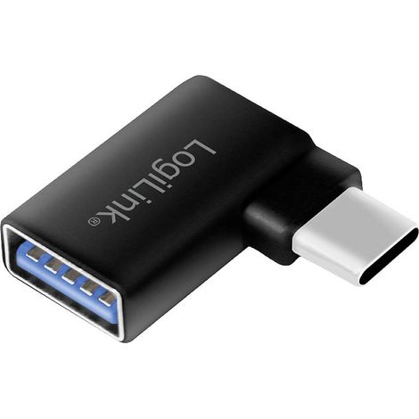 Adaptateur USB LOGILINK AU0055, noir, USB-C vers USB-A, coudé à 90° (1/5)