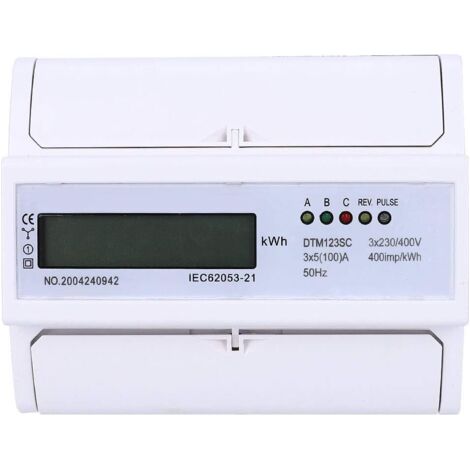 230 / 400 V, 5–100 A, contatore di corrente digitale per energia elettrica in kWh, contatore trifase con display LCD (1/5)