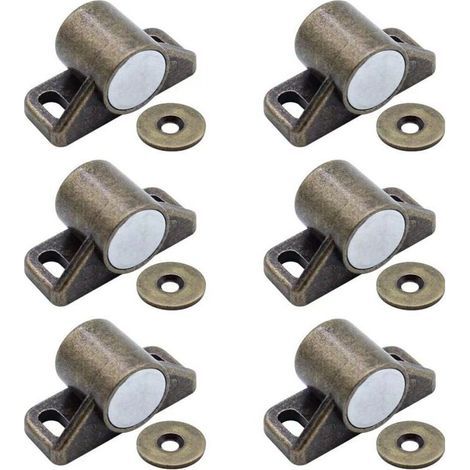 Set mit 6 Magnetverschlüssen für antike Schranktüren (rund, Bronze) (1/5)