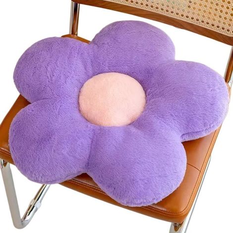 Coussin en peluche à motif marguerite, coussin moelleux et doux pour fauteuil de salon, violet, 50 x 50 cm (1/5)
