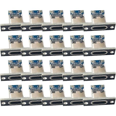 20 prises USB 3.1 Type-C femelles à 2 broches pour données et charge, avec plaque de fixation (1/5)
