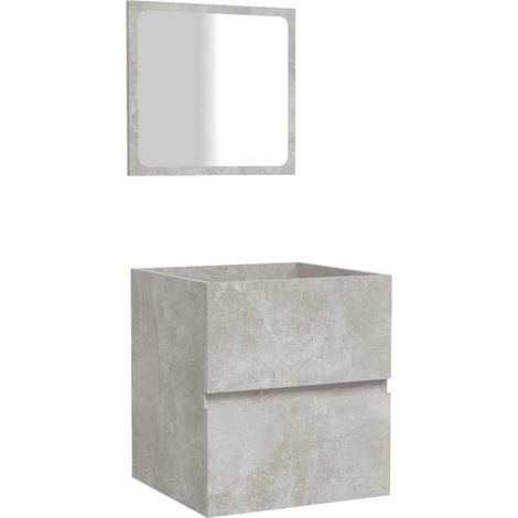 Armoire de bain avec miroir gris béton bois d'ingénierie