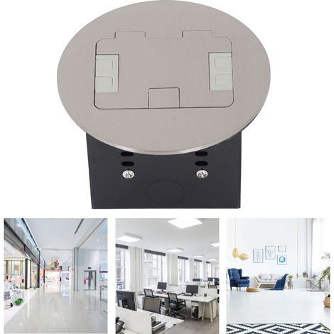 Universelle Unterputz-Bodensteckdose, Doppelsteckdose, amerikanischer Standard, 20 A, 3-Loch-Anschluss, silberfarbener Edelstahl, runde Marmoroptik, 125 V (1/5)