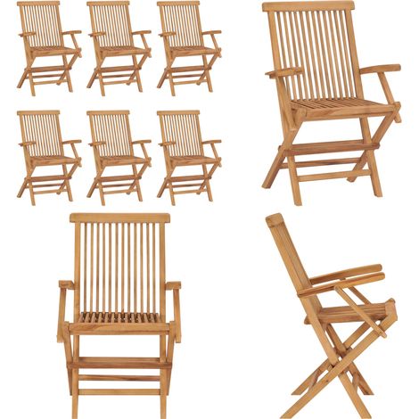 Klappbare Gartenstühle 6 Stk. Massivholz Teak - Gartenstühle - Teakholzmöbel - Outdoormöbel - Balkonmöbel - Terrassenmöbel - Home & Living (1/5)