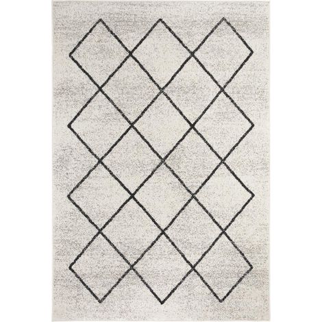 Tapis salon et chambre 60x110 crème rectangle tissé motif scandinave BALANIA
