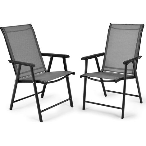 Lot de 2 chaises de Jardin Pliantes Ă Dossier Haut, pour Camping, jusqu'Ă 110 kg, pour Piscine, Jardin, pelouse, Grises (1/5)