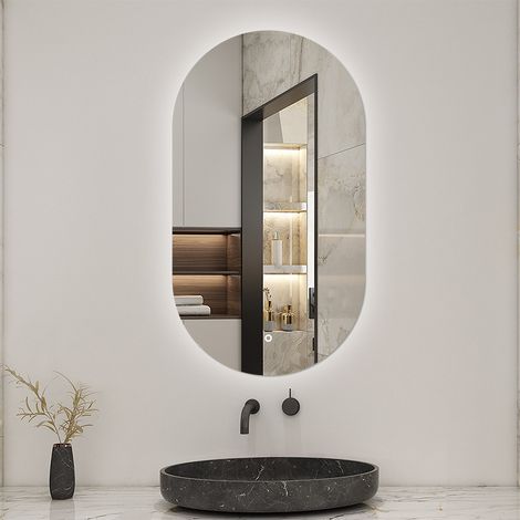 AICA Bathroom 500x900MM LED Mirror Oval with Dimmable Backlit Illuminated, Memory function Touch control Wall Mounted Vanity Mirror IP44 (1/5)