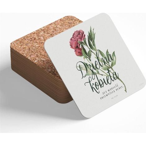 Posavasos de corcho - Mujer valiente - flor