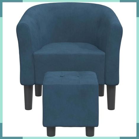 356453 Chaise cabriolet avec repose-pied bleu foncé velours (1/5)