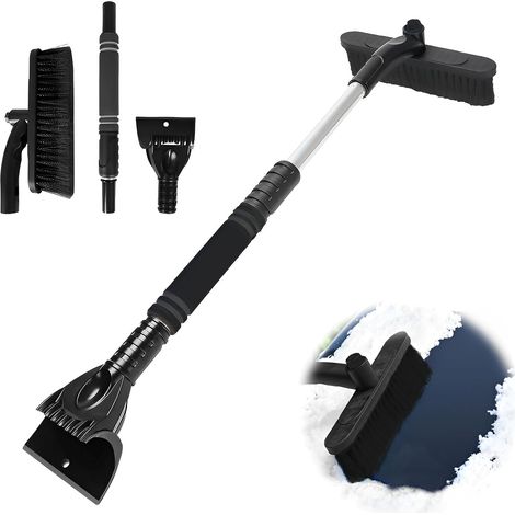 Grattoir à Glace et Brosse à Neige (2 en 1),Outil de Déneigement pour la Neige Givrée avec Poignée en Mousse,Brosse à Neige Voiture Ajustables,Amovible,pour Camion Automobile SUV Pare-Brise-Noir (1/5)