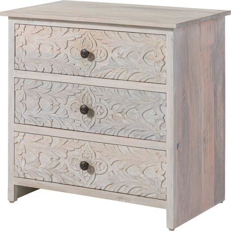 Kommode Mango 80x48x78 weiß geölt KASHMIR 107