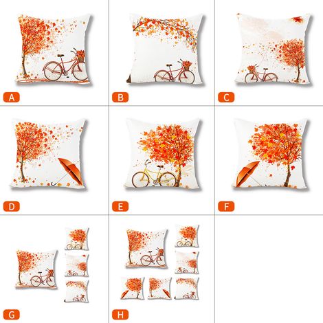 Taie d'oreiller en coton pour la Saint-Valentin, 45 x 45 cm, motif sapin rouge et vélo, idéale pour décorer canapé et voiture, style C (1/5)