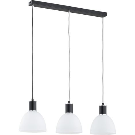 Suspension barre noire 3 globes blancs E27 Sanbri Alfa (1/3)