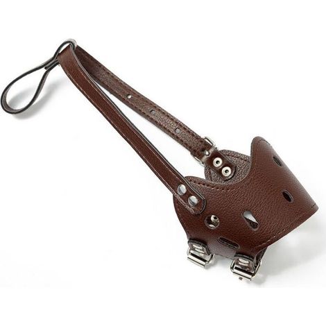Anti-bite and anti-ingestion PU leather dog muzzle for pets. Bark control. (1/5)