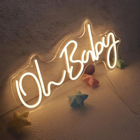 Lettres lumineuses Oh Baby pour toile de fond murale 55 x 25 cm (1/5)