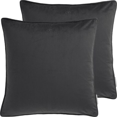 TOM TAILOR Housse de coussin décoratif VELVET SIGNATURE - Lot de 2 45x45 cm, anthracite