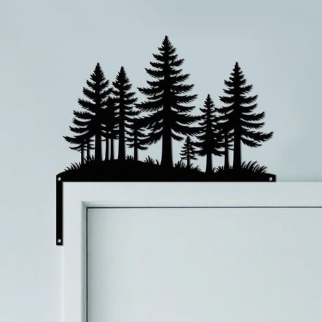Forêt Ornement de Cadre de Porte en Métal, Décoration Murale Noire pour Porte, Art Déco Originale d'angle de Portail pour Chambre d'enfant (1/5)