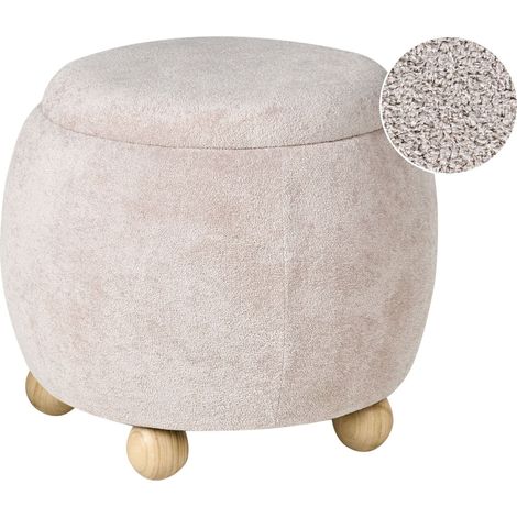Pouf mit Stauraum ANNABELLA Bouclé Hellbeige (1/5)