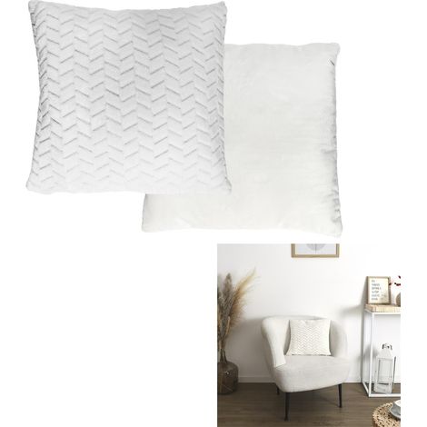 Coussin - HOME DECO FACTORY - Imitation Fourrure - Ethnique - Blanc (1/5)