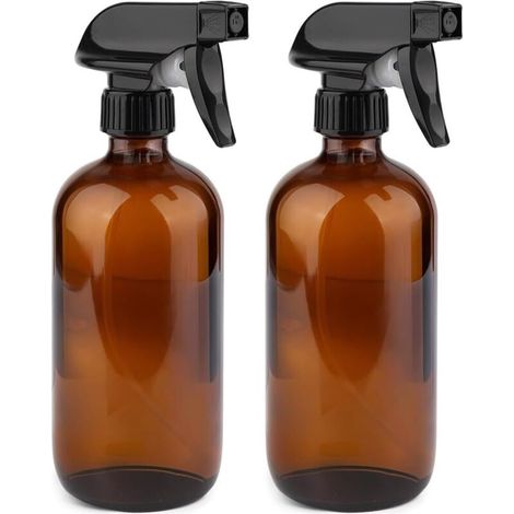 Vaporisateurs anti-fuites - Embout réglable - Brume fine et flux d'air pour la coiffure, les sprays à base de plantes et plus encore - Lot de 2, marron, 300 ml (1/5)