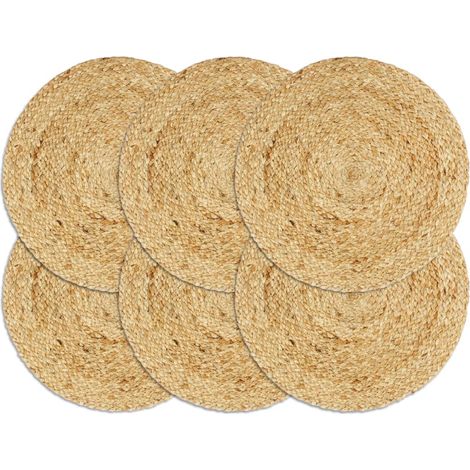 Tovagliette 6 pz Naturale Neutro 38 cm Rotonde in Juta vidaXL