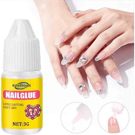 Tragbarer Nagelkleber, Nagelspitzenkleber, starke Haftung, Kleber für künstliche Fingernägel, transparent, schnelltrocknend, starke und langanhaltende Strasssteinhaftung. (1/5)