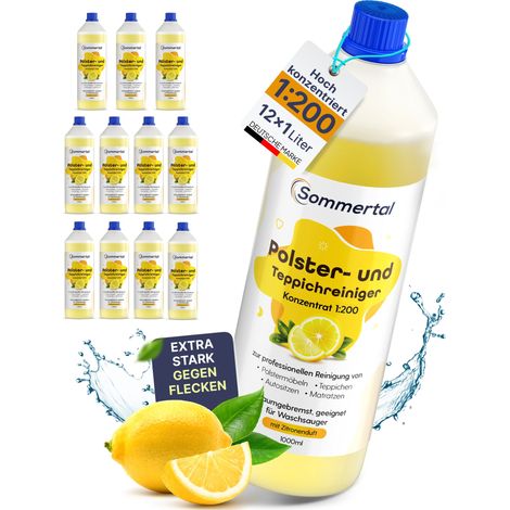 Sommertal Polster- und Teppichreiniger, 12 x 1L Profi Konzentrat, für über 40 Waschvorgänge, geeignet für Sofa, Polster, Auto Sitze, Teppich (1/5)