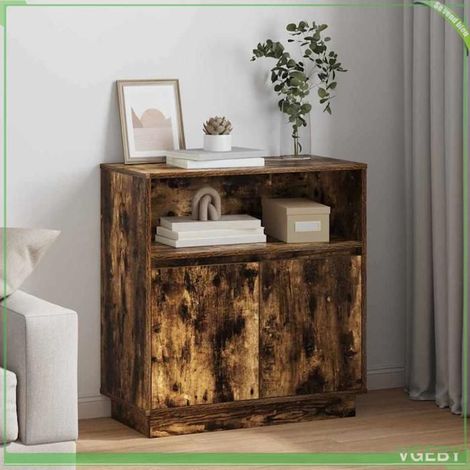 Buffet - ABI - Chêne fumé - 71 x 34.5 x 75 cm - LED intégrées - Design moderne (1/5)