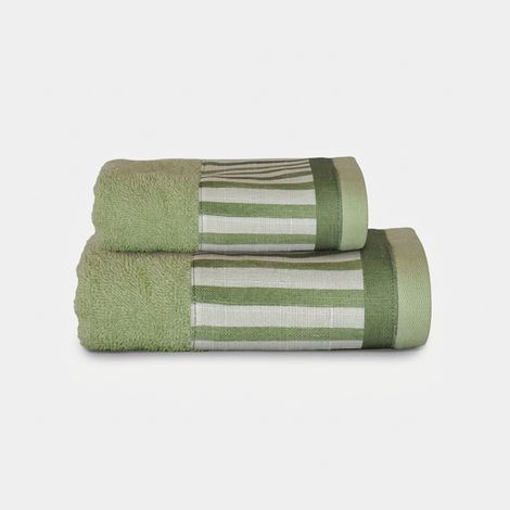 Coppia asciugamani in spugna di cotone bagno Stripe - Verde (1/2)