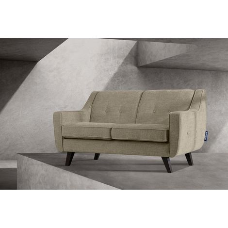 KONSIMO TERSO Sofa, 2 Sitzer im zeitlosen Design, Velours-Bezug, gelb (1/5)