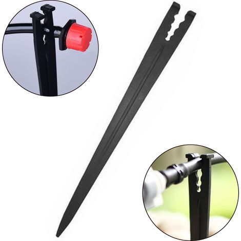 10 estacas de soporte de PP negras para riego, de 5,6 pulgadas para tuberías de 1/4 de pulgada. (1/4)