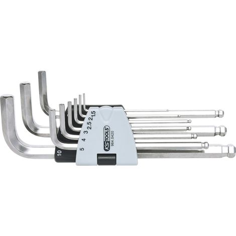 Jeu de clés mâles coudées pour vis 6 pans, EDELSTAHL, 9 pcs (1/4)