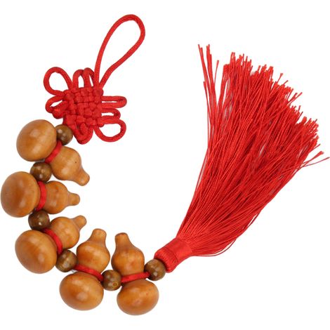 Pendentif à pompon chinois en acajou, chargé de signification profonde, symbole de bénédiction pour la décoration de voiture. (1/5)