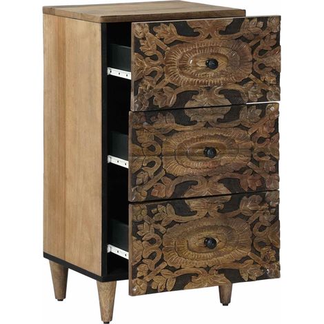 Sideboard/Anrichte/Buffet mit Speicher Braun 40 x 33,5 x 75 cm Massivholz Mango LXWW276997 (1/5)