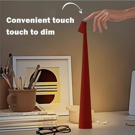 Lampe Bureau Sans Fil Rechargeable Aluminium, 3 Modes Gradation Tactile, Design Élégant Orange (1/4)