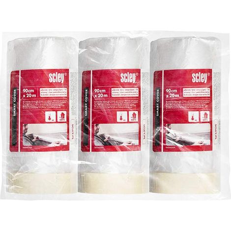 Scley Pellicola protettiva per pittor, Protezioni superficiali di ampio 90cm, Lunghezza 20m, 3 pezzo di telone di plastica, Serie 66, trasparente, pellicola di plastica, A0450-660309 (1/4)