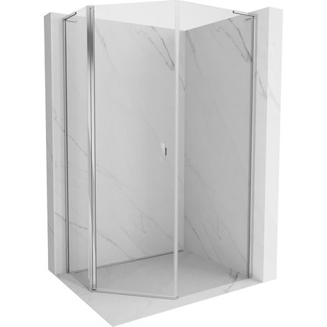 Cabine de douche pentagonale asymétrique Mexen Mist L 80 x 100 cm, transparent, chrome - 8A8L-080-100-01-00 (1/5)