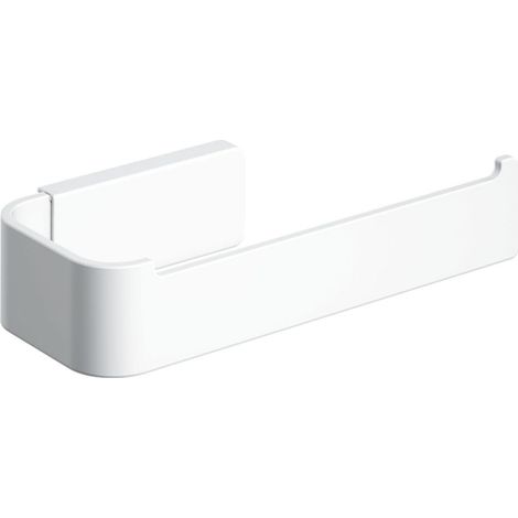 COSMIC NEA Portarrollos de Papel Higiénico Sin Tapa para el Baño de Diseño Rectangular. Instalación con Tornillería o Adhesivo. Soporte Metálico de Papel para WC de Color Blanco Mate