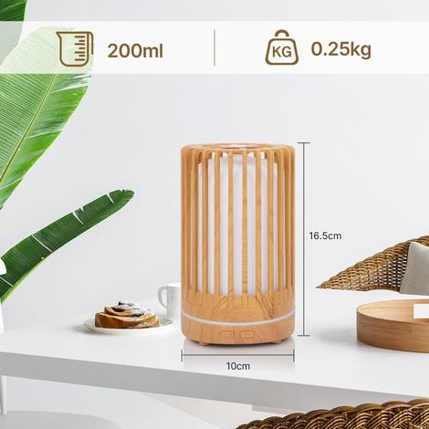 200-ml-Diffusor für ätherische Öle mit Luftbefeuchter, 7 LED-Farben und automatischer Abschaltung – für Wohnzimmer, Schlafzimmer, Yoga, Massage und Aromatherapie (1/5)