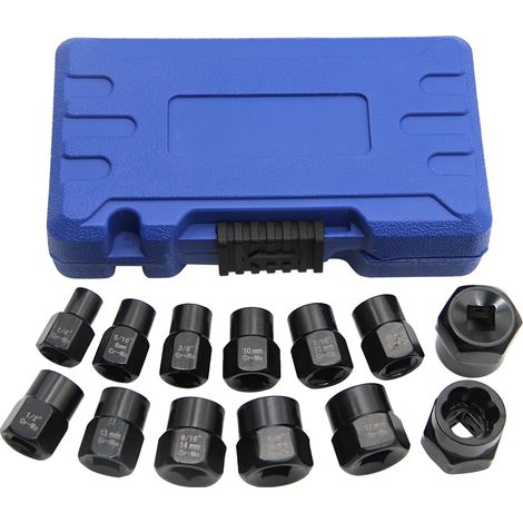 Kit de 13 outils d'extraction de boulons et écrous à percussion avec coffret de rangement