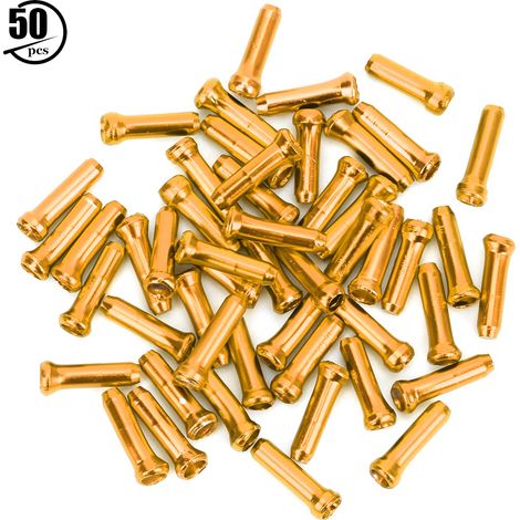 50 pièces de Capsules d'Extrémité pour Câble de Frein Vélo en Alliage d'Aluminium, Dorées, Accessoires Cyclisme (1/5)